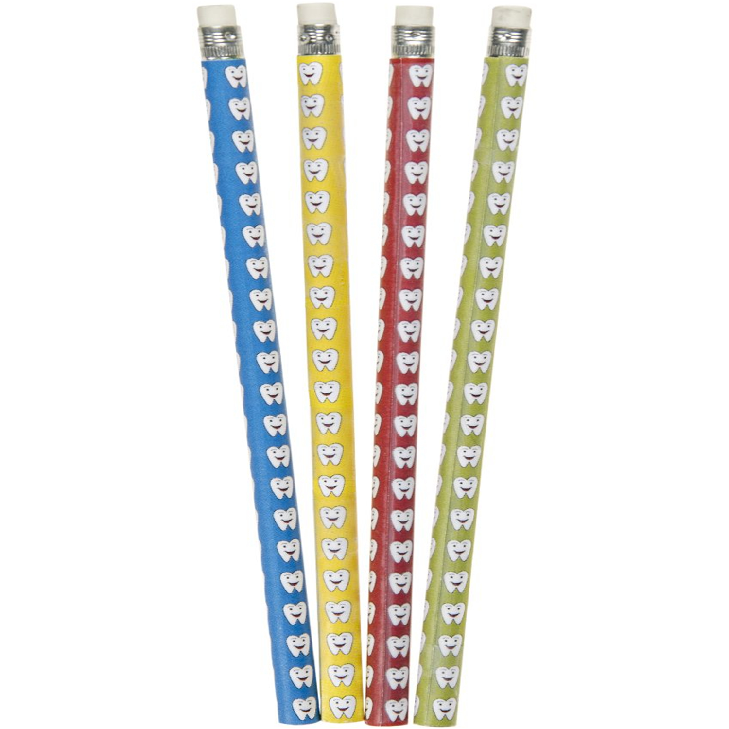 Lg-Imports Pack Of 12 Tooth Design Pencils With Eraser - White