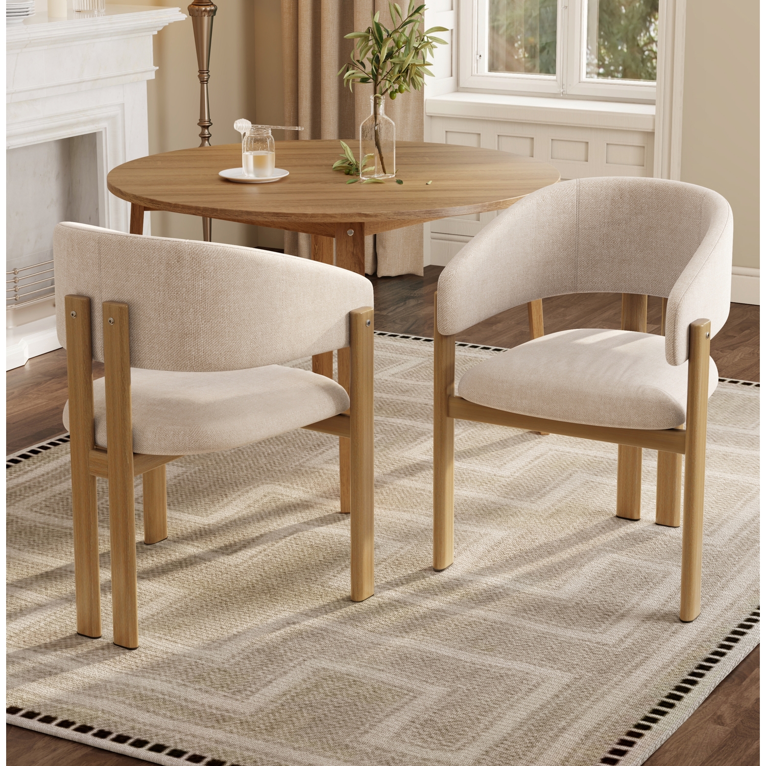 Aka Linen Dining Chairs With Metal Legs, Natural Wood Colour, Set Of 2 - Natural