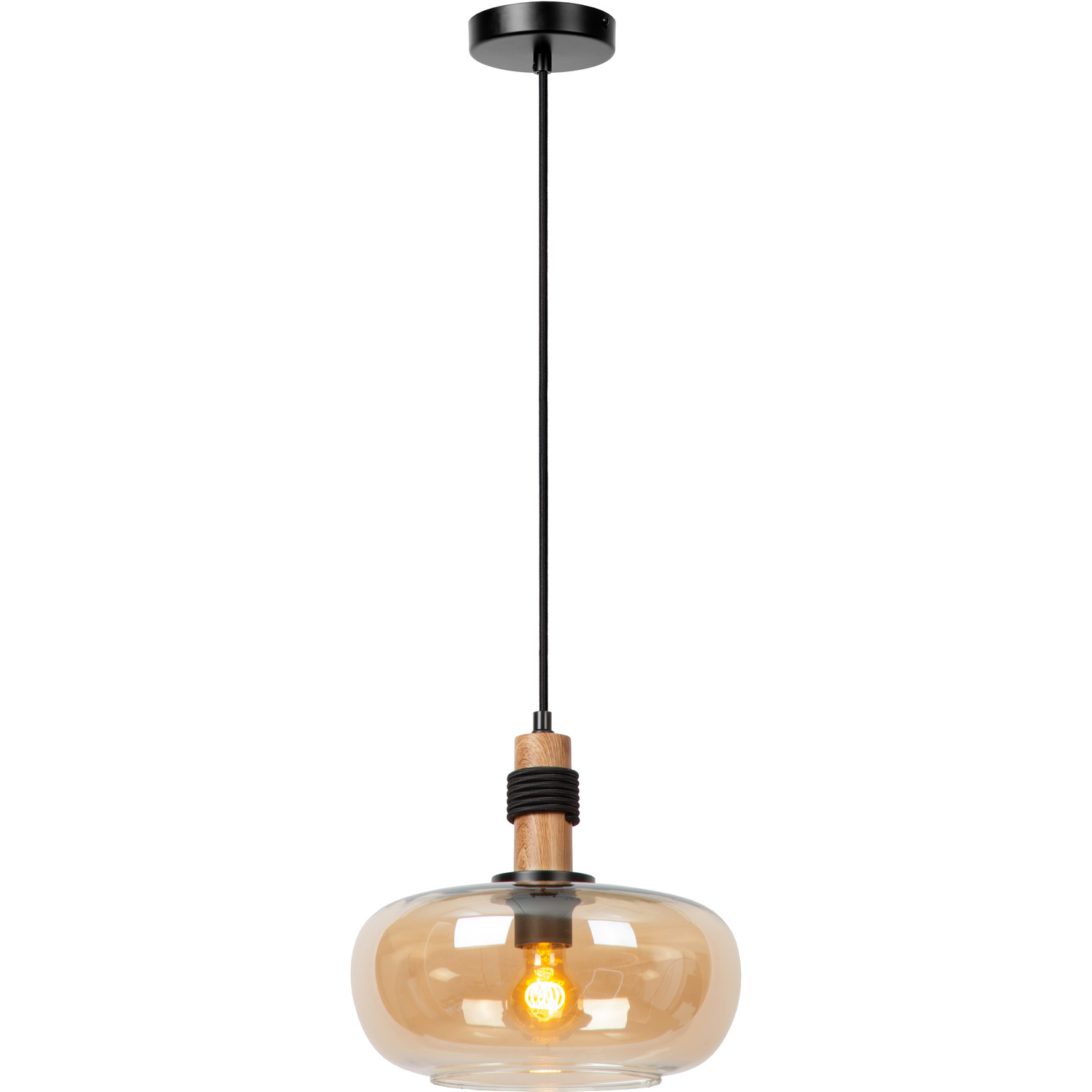 Lucide ILONA Pendant Light - 30 cm - Amber Orange Glass - Height Adjustable - Image 5