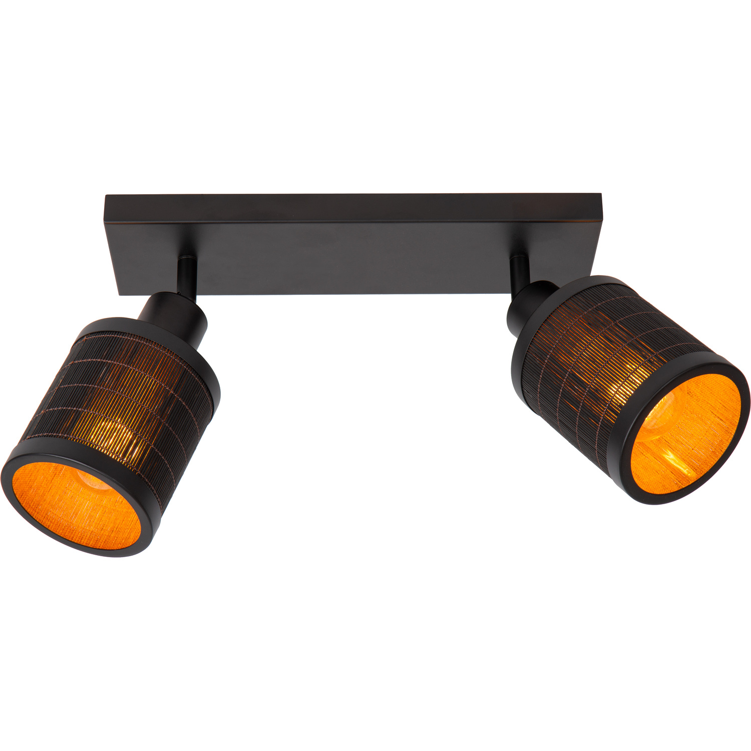 Lucide Tagalog Twin Ceiling Spotlight - Black - Bamboo/Wood - Scandinavian Style - Image 4