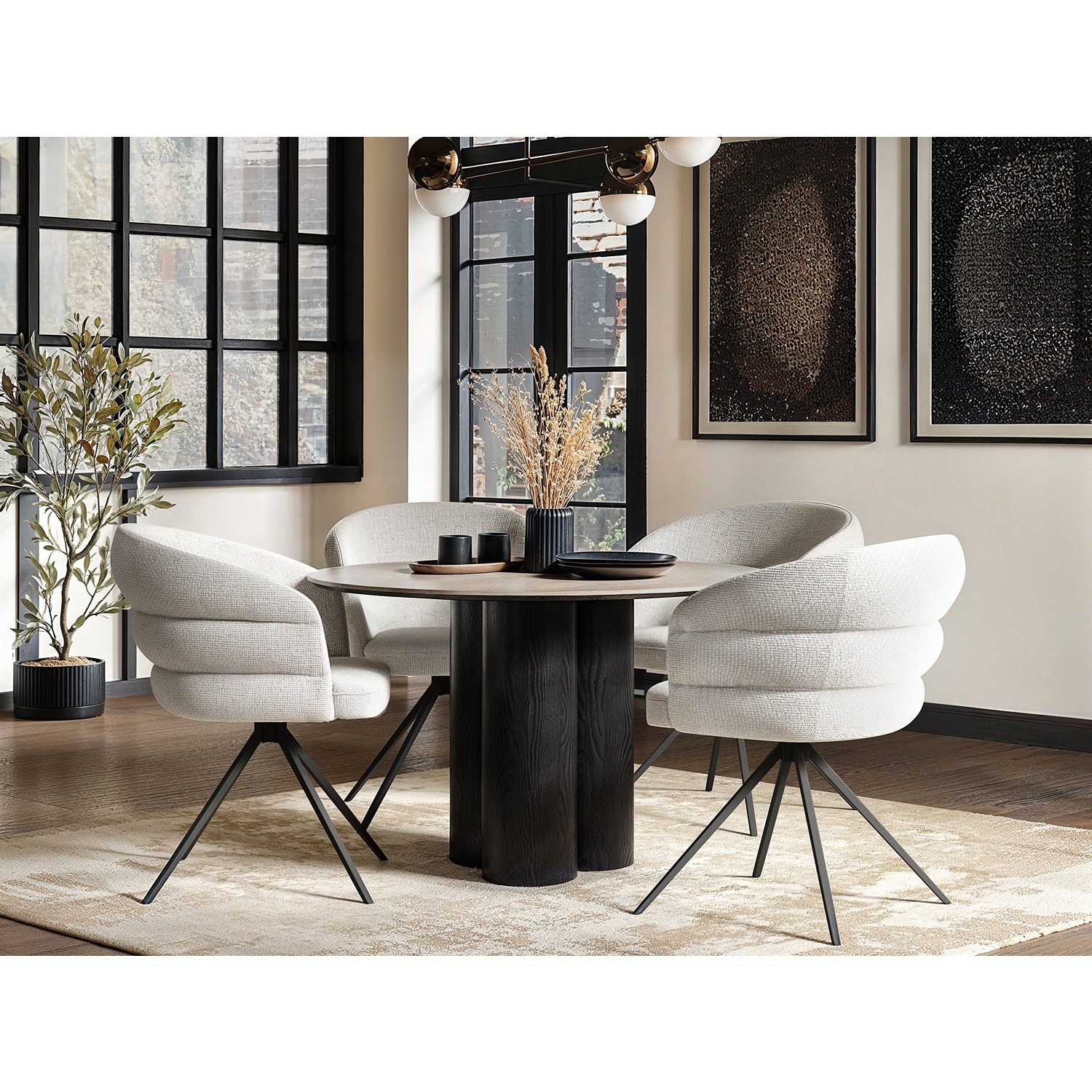 Rackhams Black Deko Dining Table With 4 Eira Chairs Set - Image 3