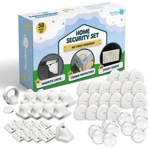Booboo Baby 38 Pack Baby Proofing Kit, 8 Magnetic Locks, 10 Corner Guards, 20 Plug Socket Protectors