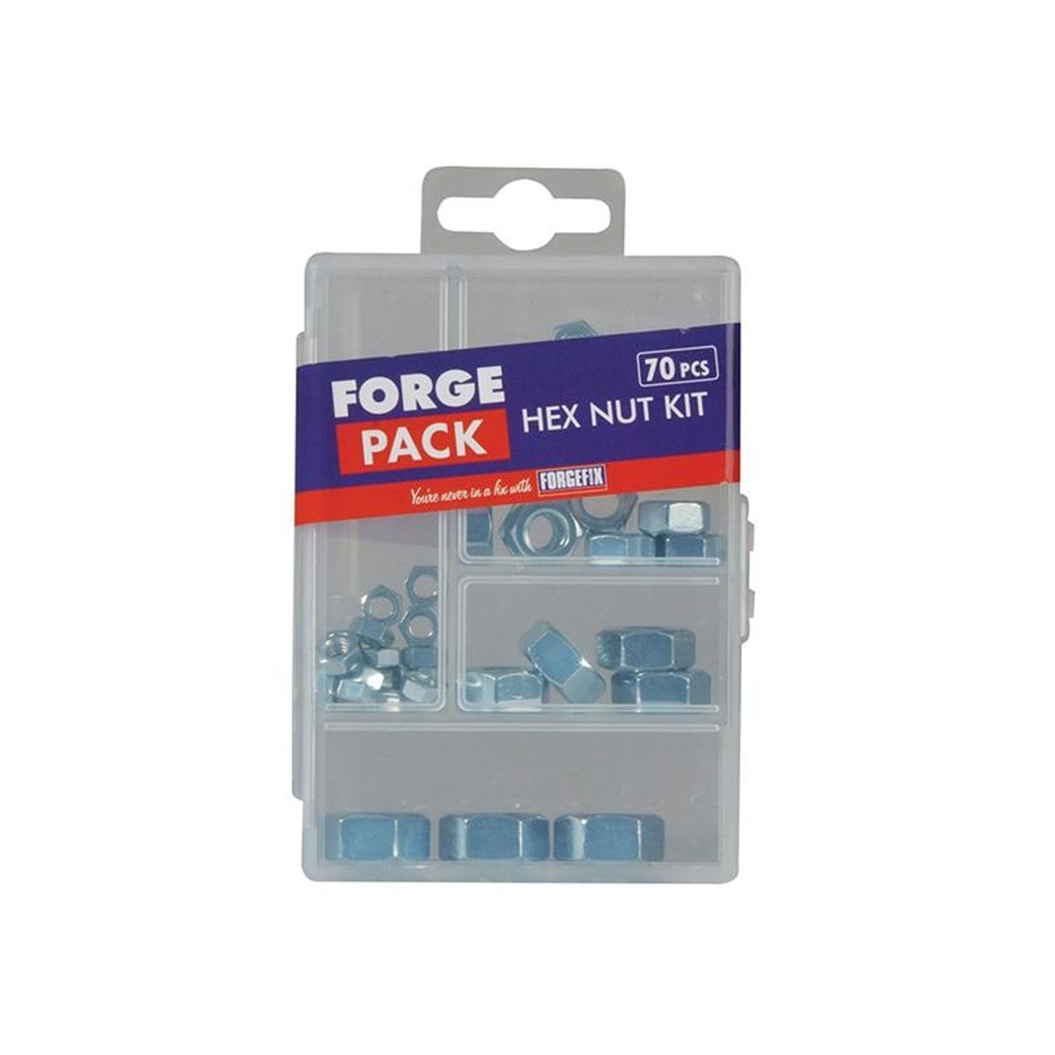 Forgefix Hexagon Nut Kit Forgepack 70 Piece - Multi Colour