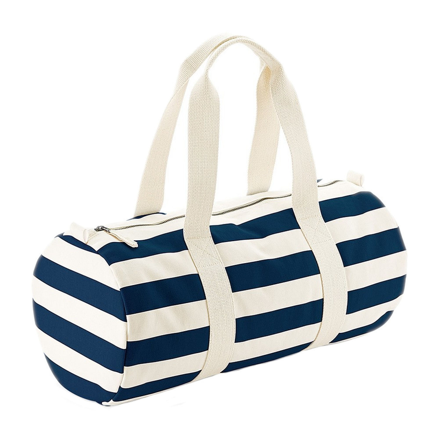 Westford Mill Nautical Barrel Bag A - Natural/Navy