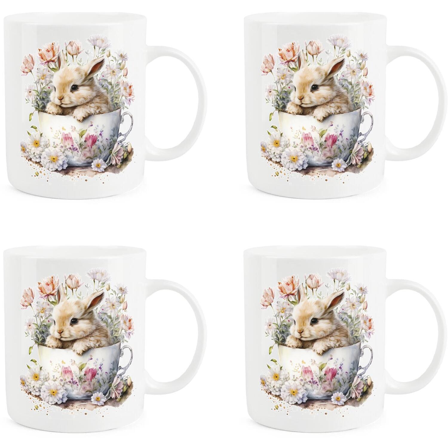 B&Q -  Teacup Bunny Bone China MugsSet Of 4 - Image 3