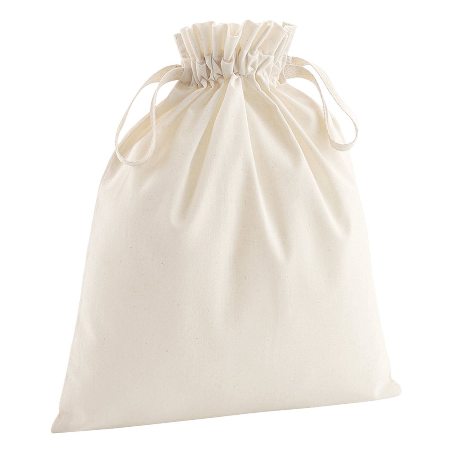 Westford Mill Organic Cotton Drawstring Bag G - Natural / Leather