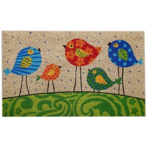 Colourful Birds Doormat Multicoloured
