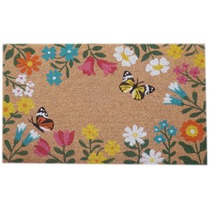 Floral Butterfly Doormat 45cmx