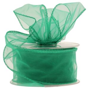 Emerald Wired Edge Organza Ribbon 2 Pack