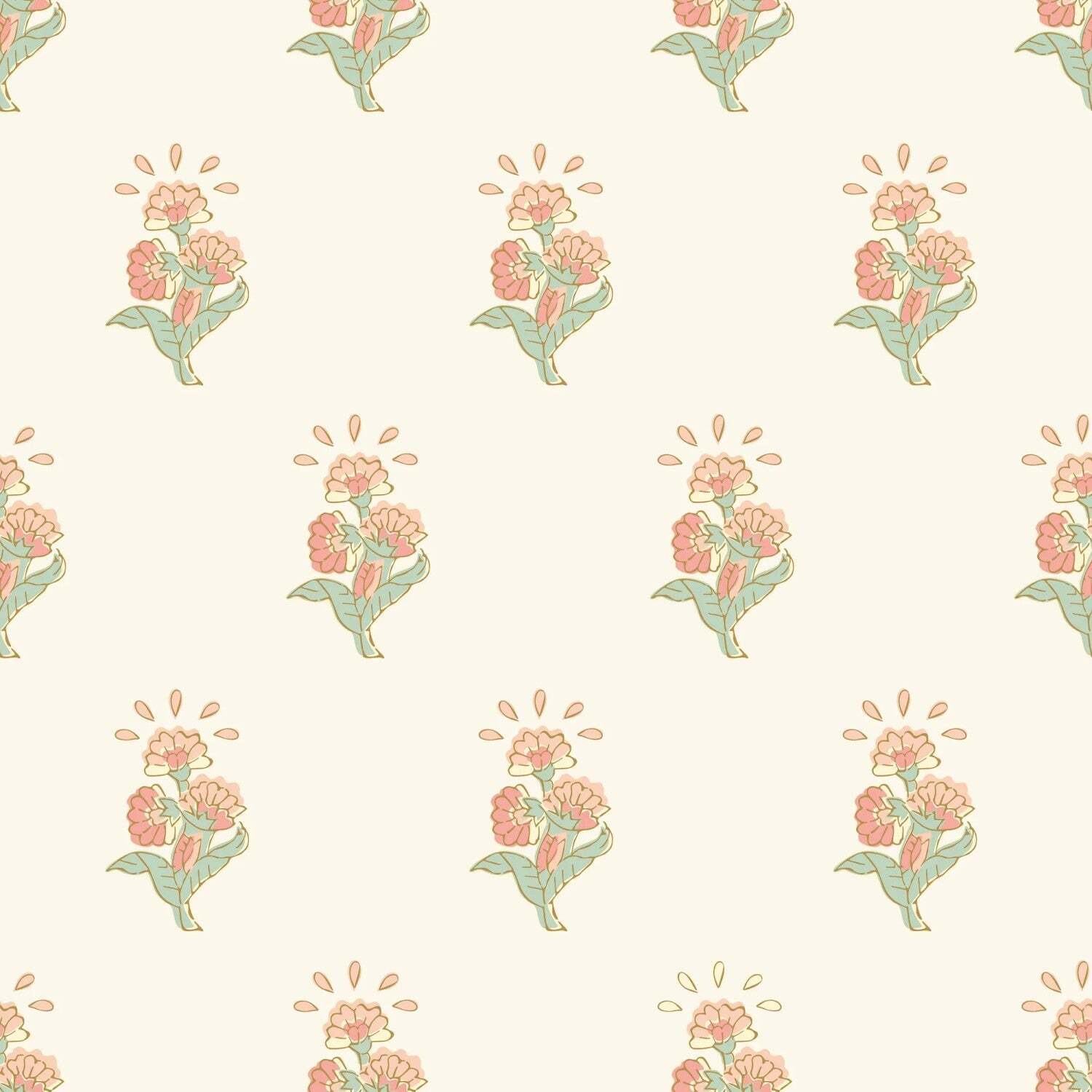 I Love Wallpaper Sample Of Boho Bouquet Wallpaper In Peach And Green