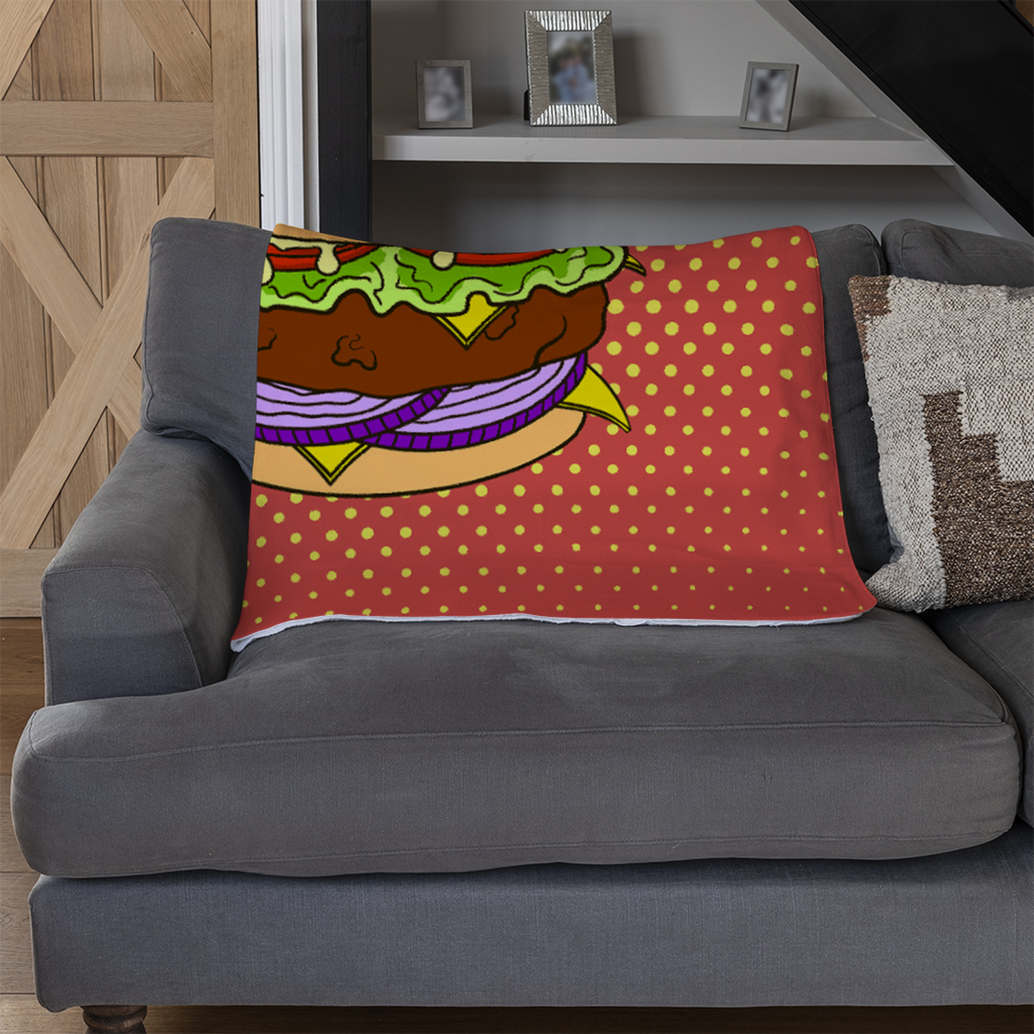 The Pop Art Illustration Of Burger Blanket - Orange