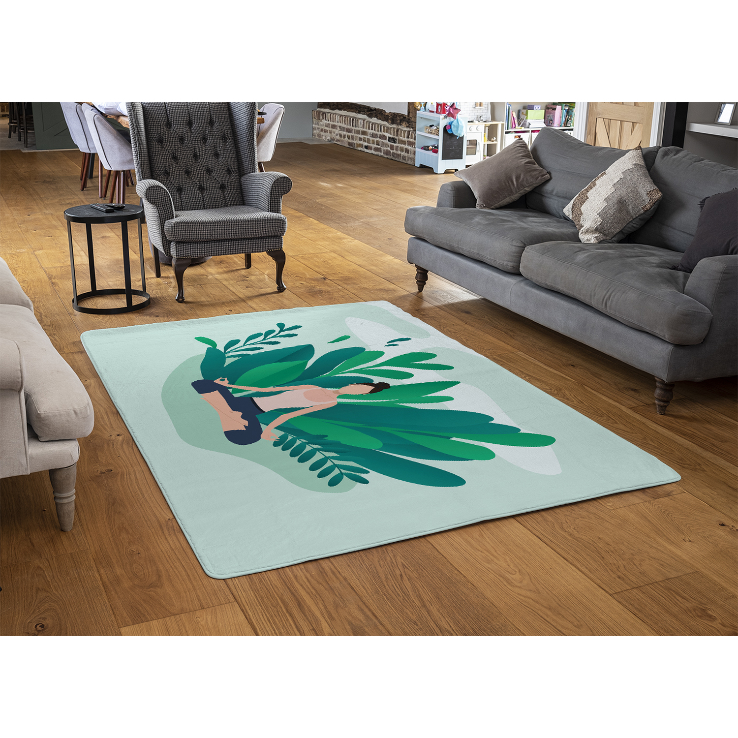 Lady Rugs Woman Meditating Designer Rug