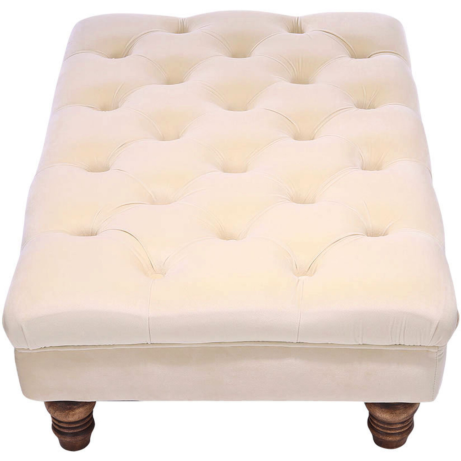 Upholstered Buttoned Fabric Pouffee Footstool For Bedroom - 90cm-beige Yellow