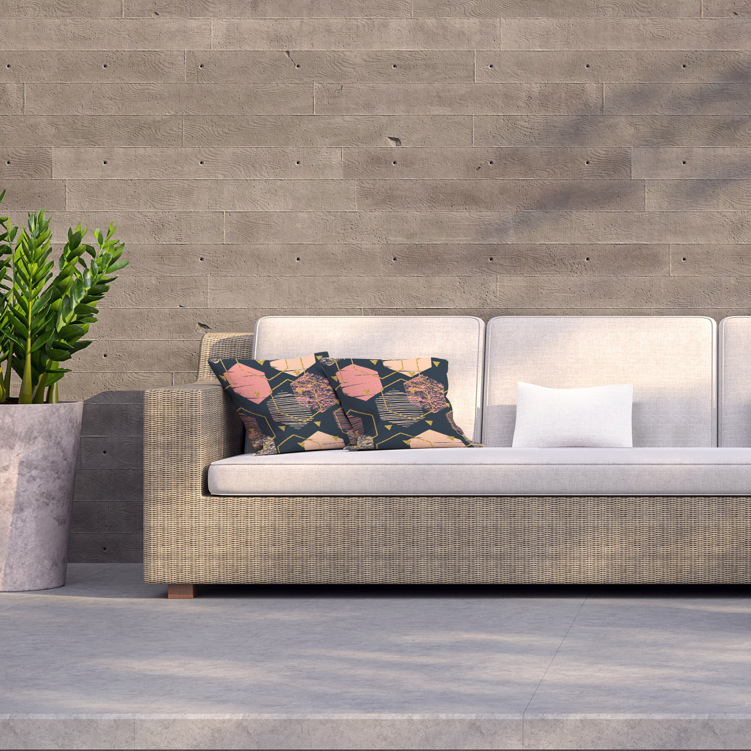 Hexagons Outdoor Cushion - Pink / 60cm