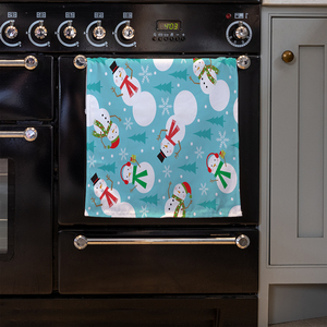 Snowman Seamless Pattern Design Kitchen Towel