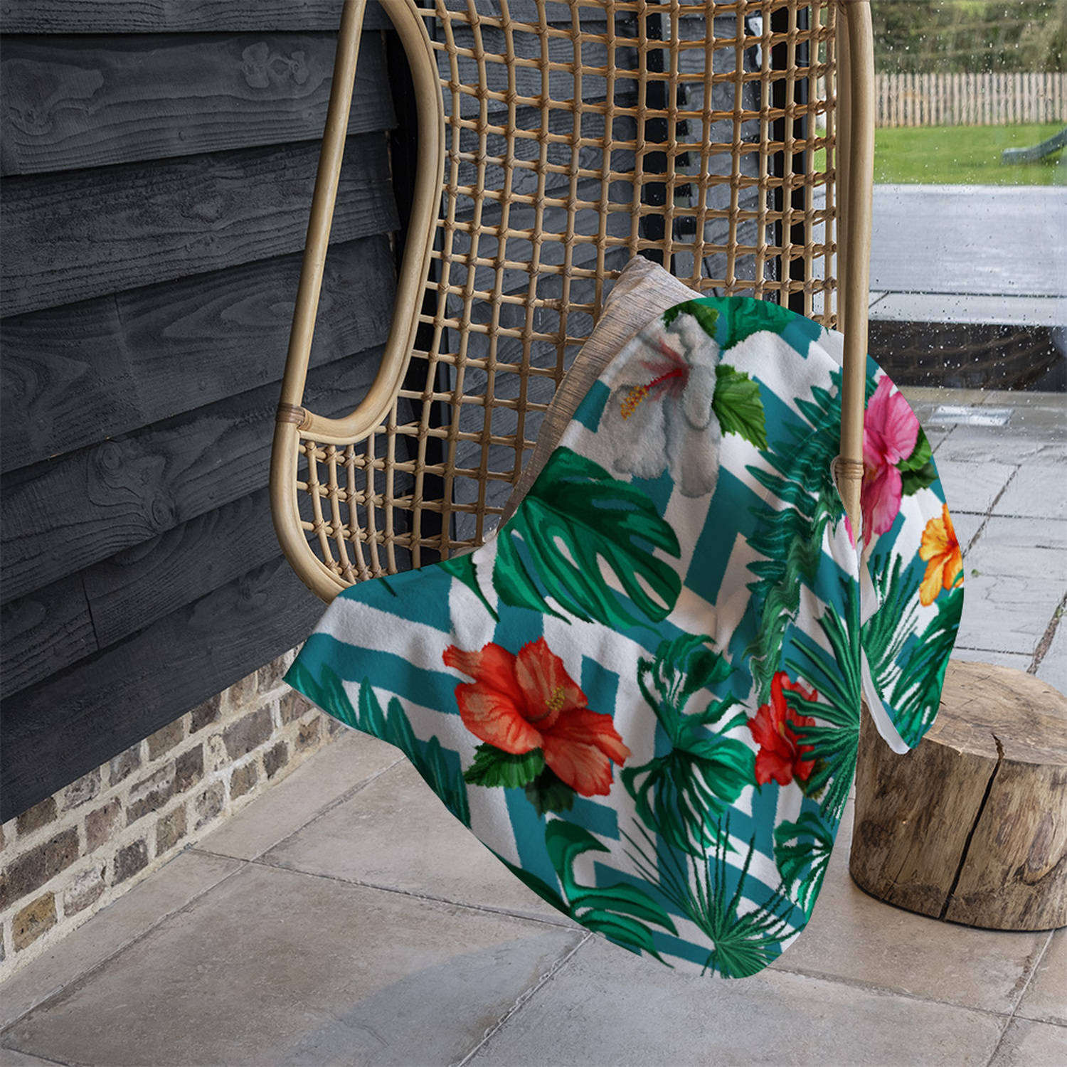 Tropical Leaves  Geometrics Blanket - Green