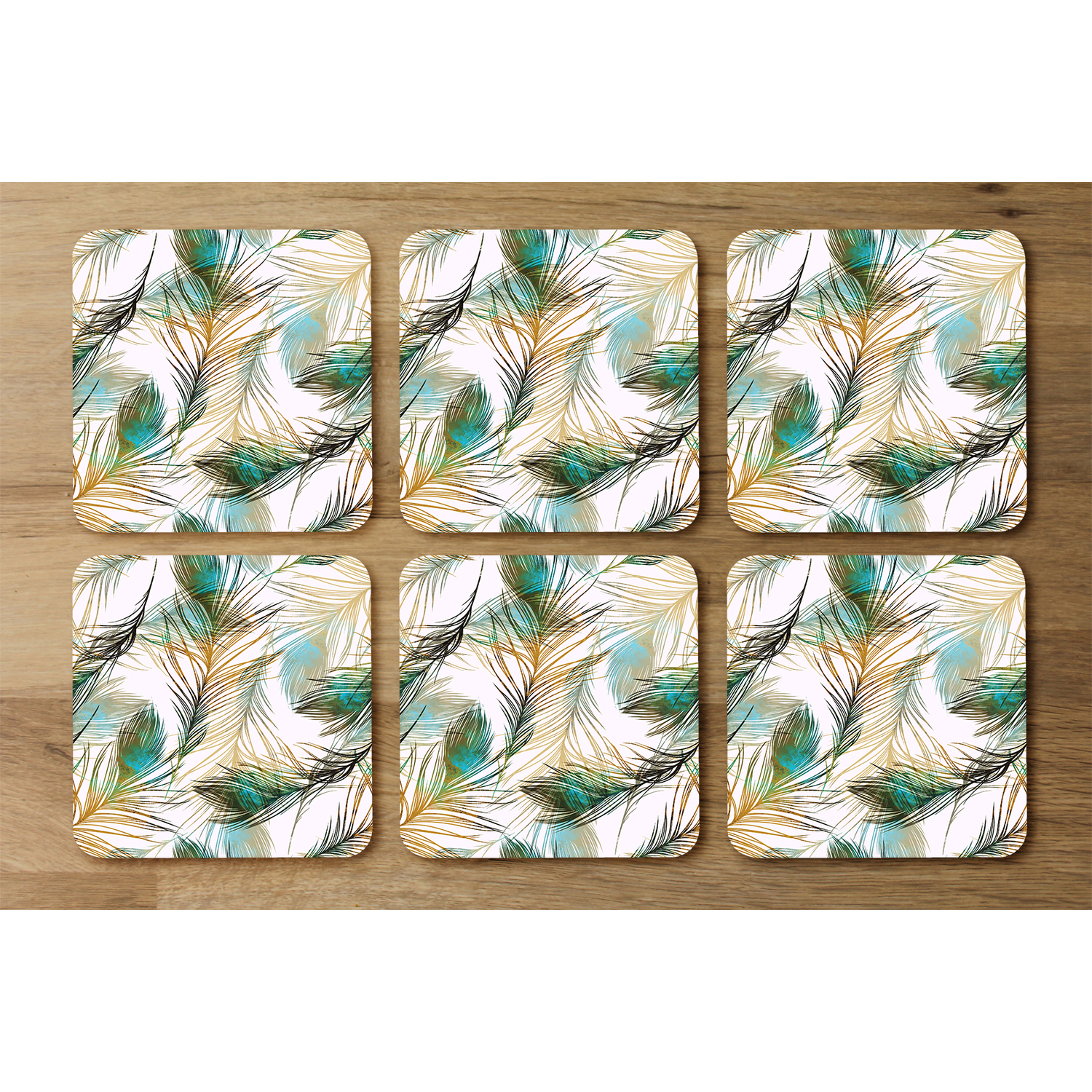 Imprints Peacock Feathers Coaster - Green