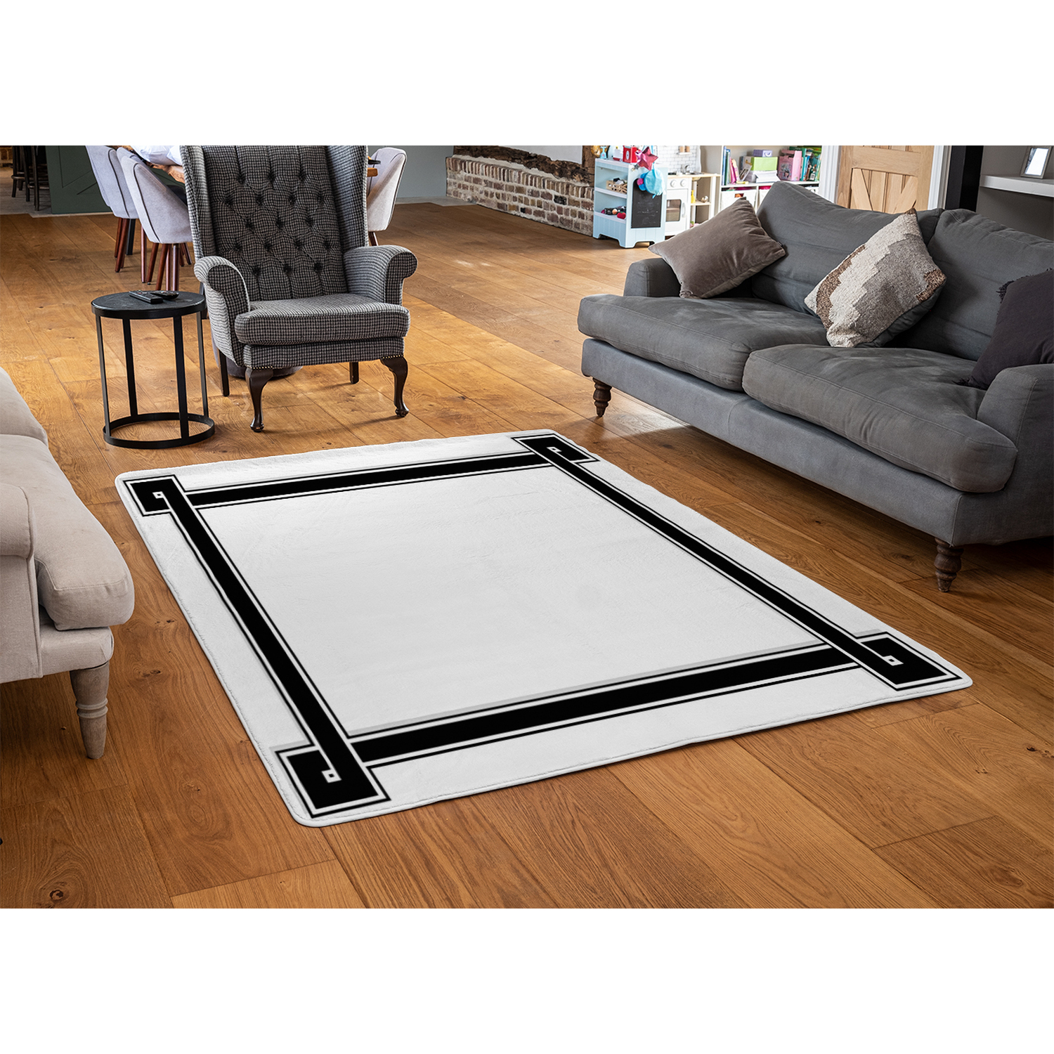 Greek Frame Rug - Black / 150cm thumbnail