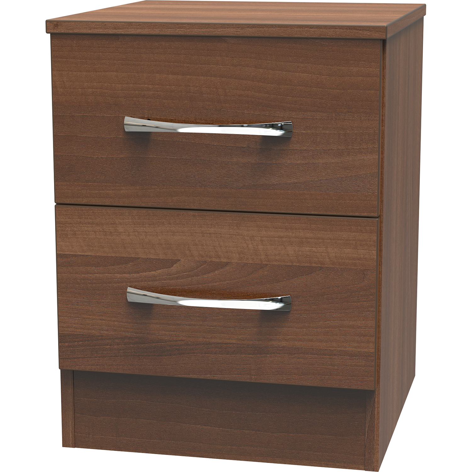 Avon Ready Assembled 2 Drawer Bedside Cabinet - Noche Walnut