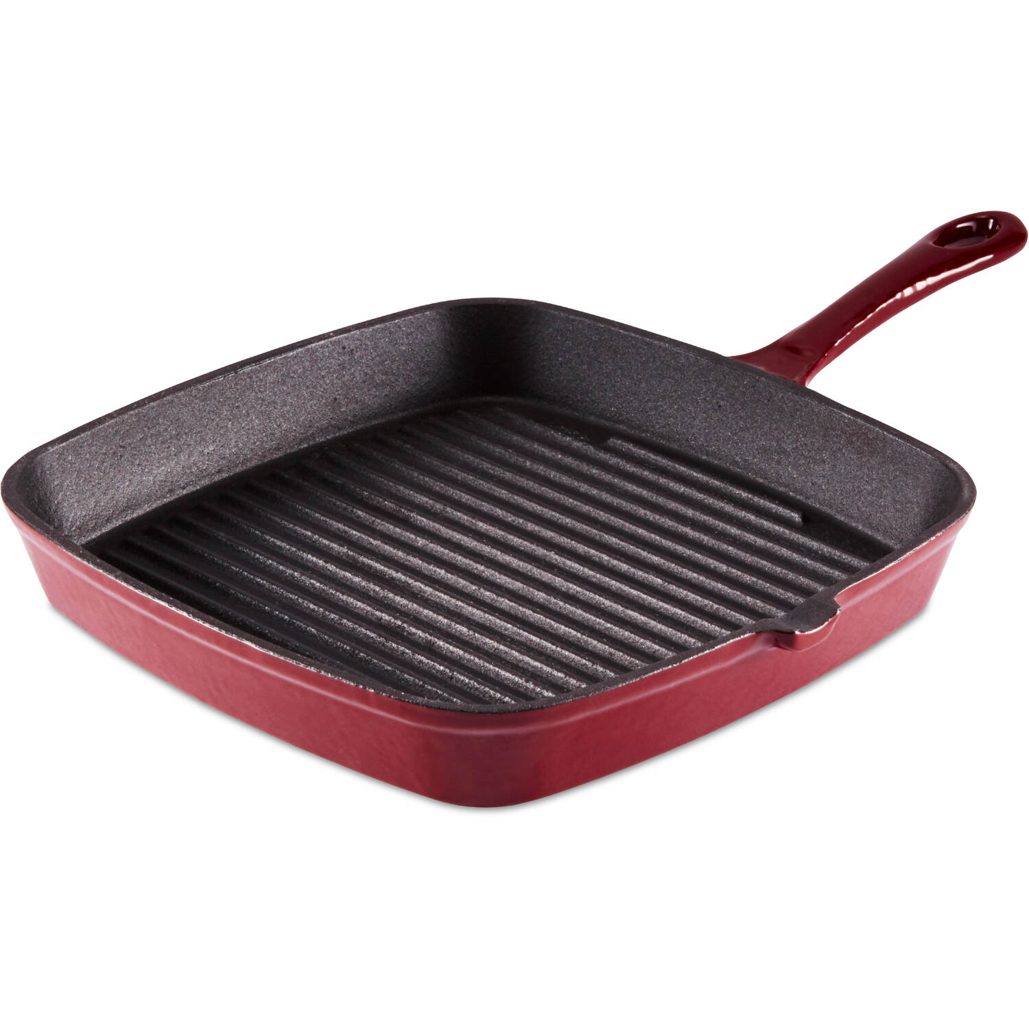 Image of 23cm Cast Iron Grill Pan - Red