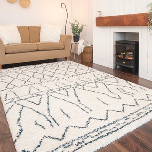 Boho Moroccan Linear Shaggy Living Area Rug