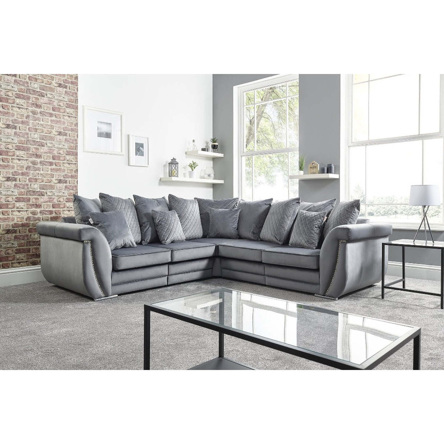 The Great British Sofa Company - Hampton Corner Sofa 2 and 2 Seater - Grey thumbnail
