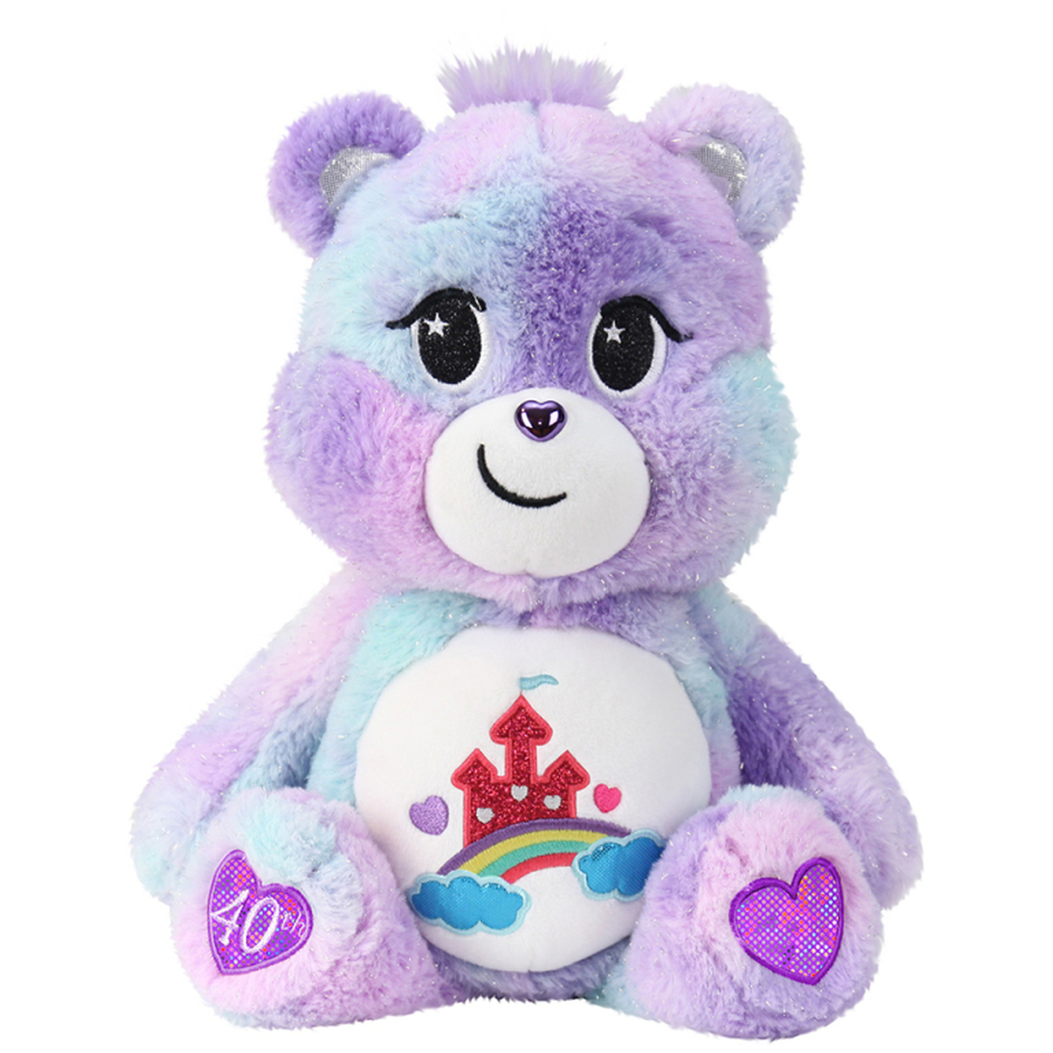 Image of Medium Plush 14" Toy - Care-A-Lot Bear 40th Anniversary - Purple and light blue