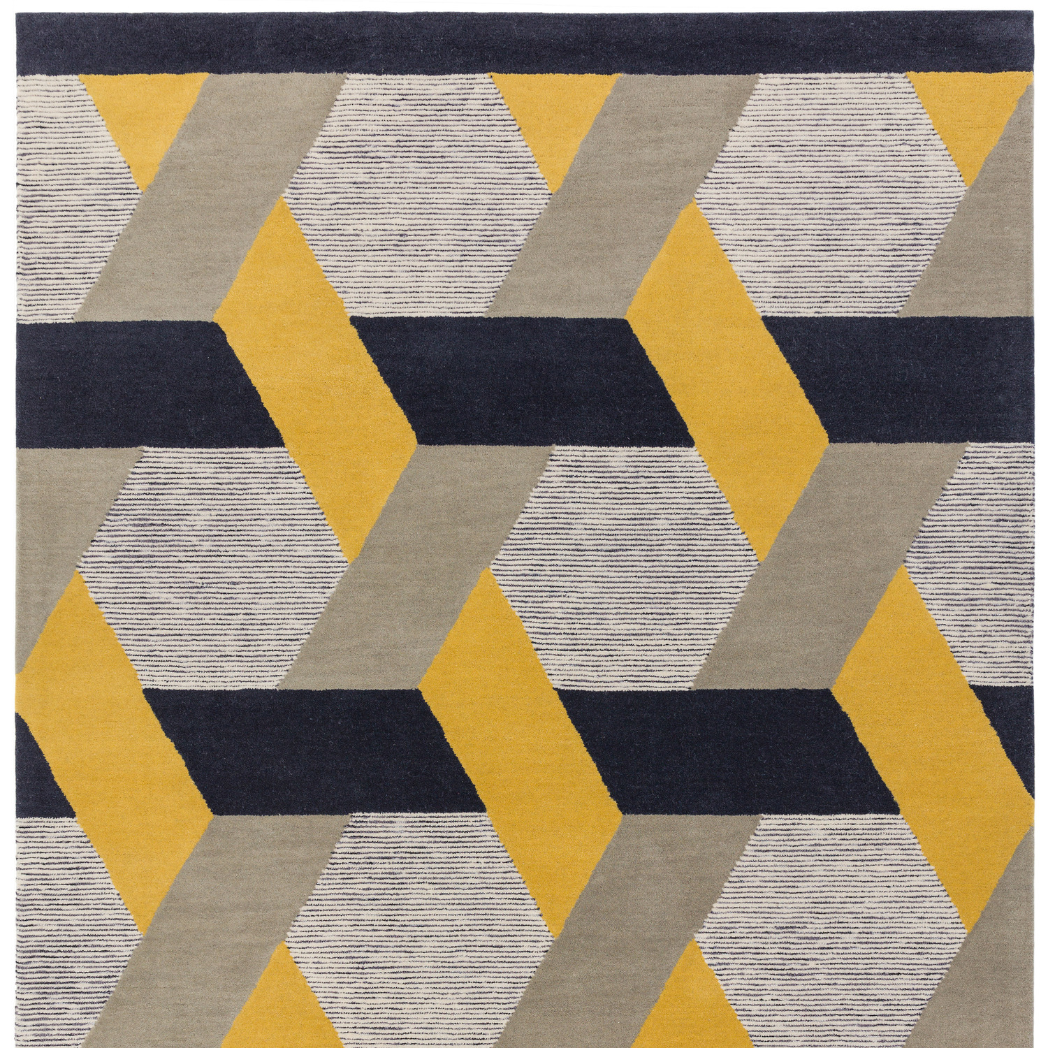 Camden Wool Geometric Area Rug - Gold/Grey / 120 x 170cm