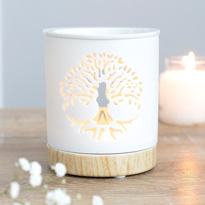 Unique Tree of Life Oil Burner with Wood Effect Base