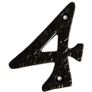 Number 4 Rustic Iron Numeral Black