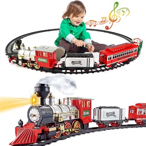 Electric Christmas Train Set with Light Sounds and Smoke Effects