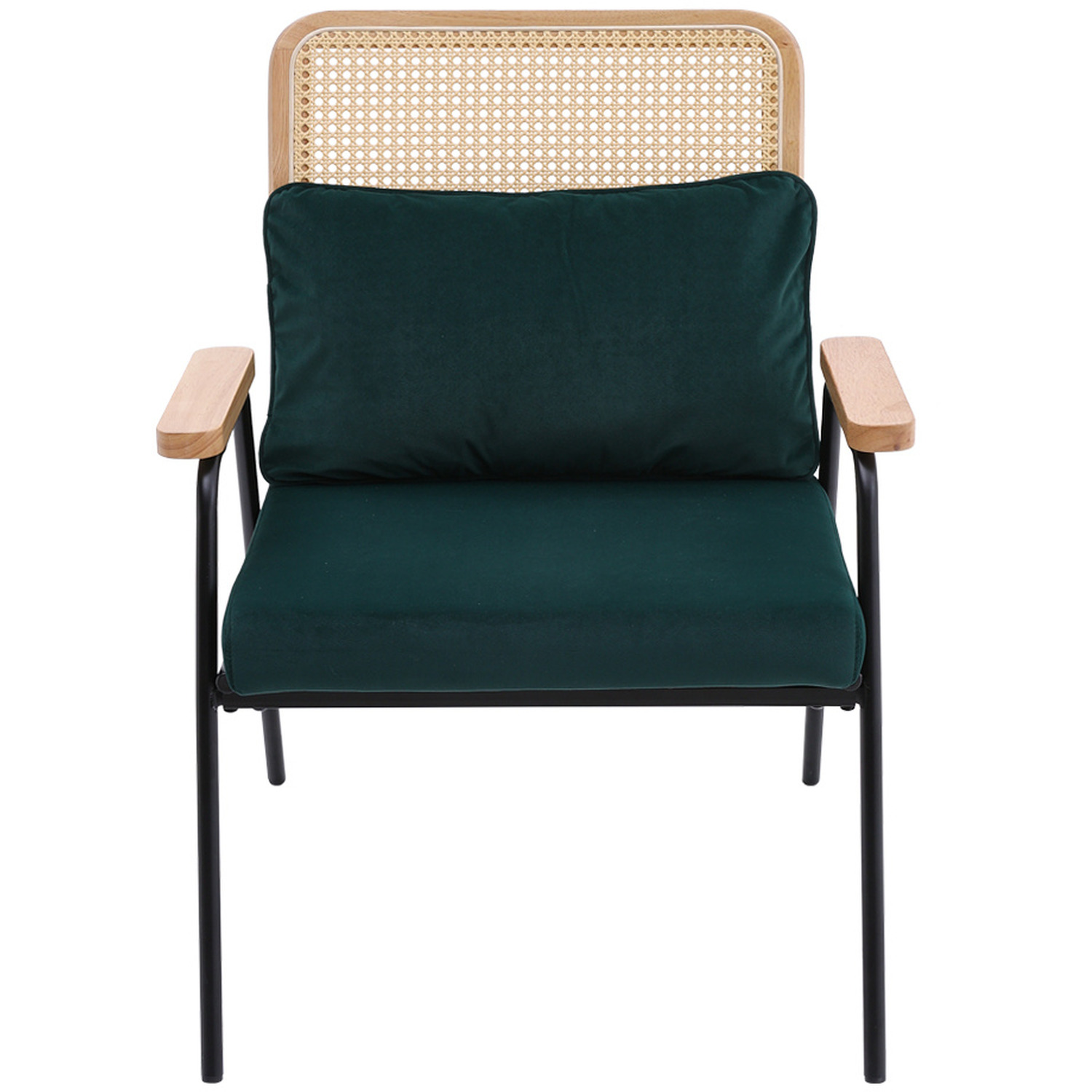 Frosted Velvet Armchair Ratten Back Living Room Bedroom - Dark Green