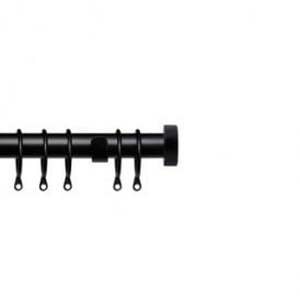 25-28mm Stud End Black Metal Curtain Pole Set