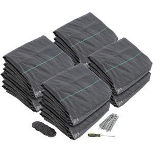 110gsm Weed Control Membrane with Pegs  Plates 4m x 100m Coverage (8 Rolls)