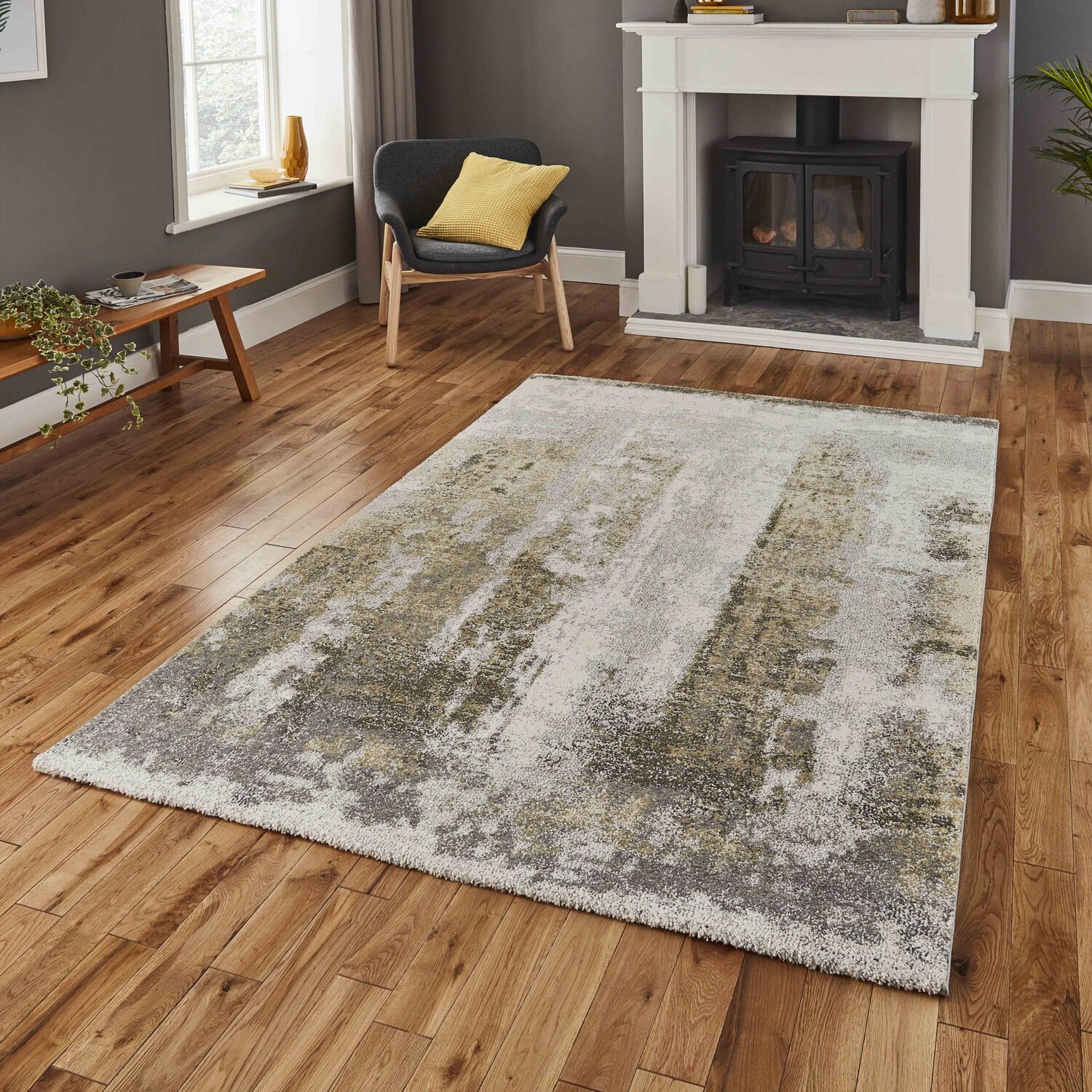 The Rug Wholesaler - Jersey Modern Marble Soft Hand Carved Rug - IvoryYellow - Ivory Yellow / 160cm thumbnail