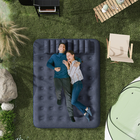 Outsunny Inflatable Queen Air Bed with Hand Pump