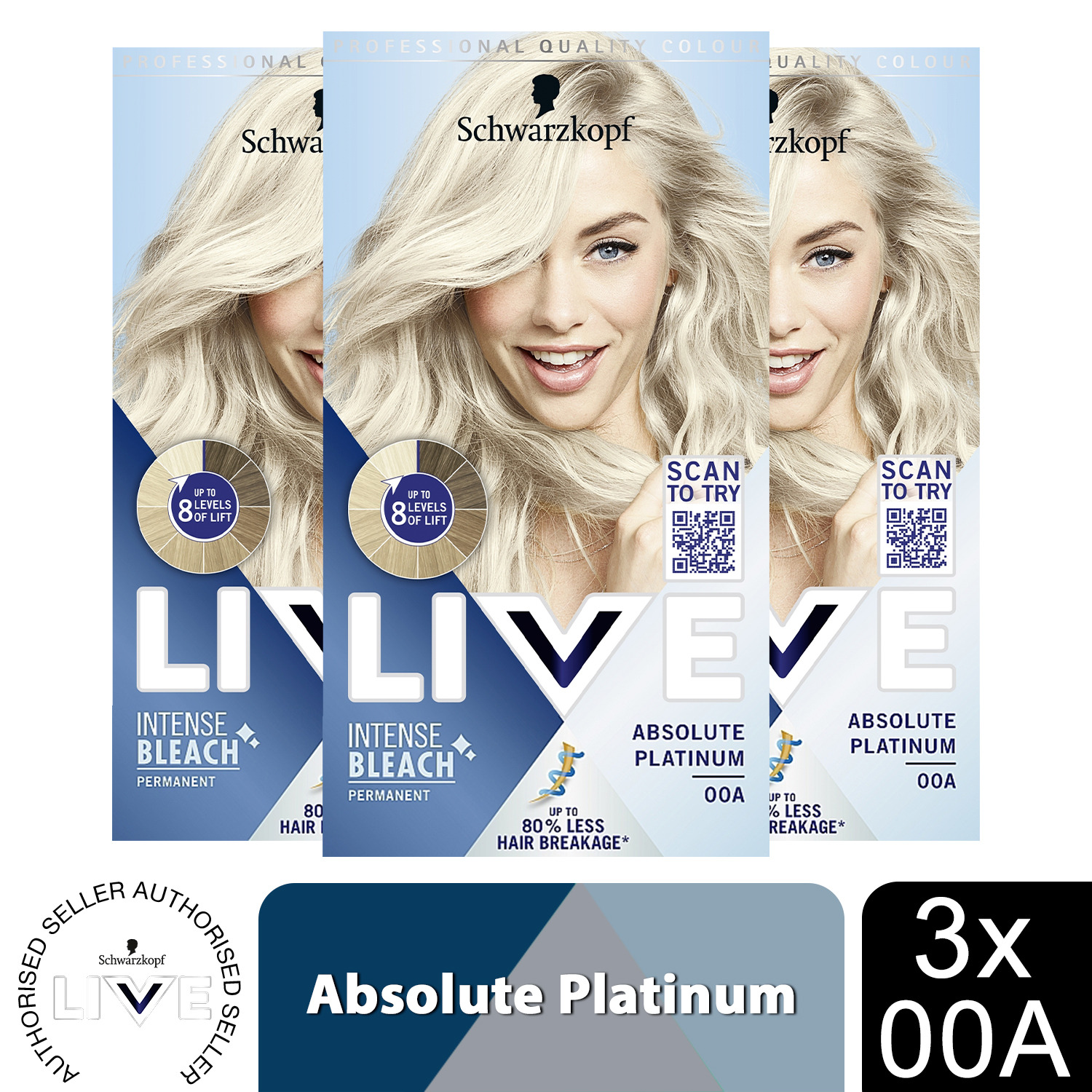 Schwarzkopf Live Intense 00A Platinum Blonde Permanent Hair Dye - 00A Platinum Blonde