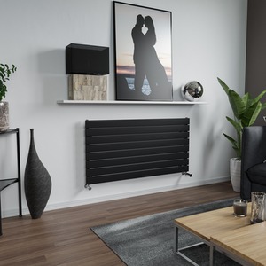 Agadon Panio Horizontal Flat Panel Designer Radiator Textured Black