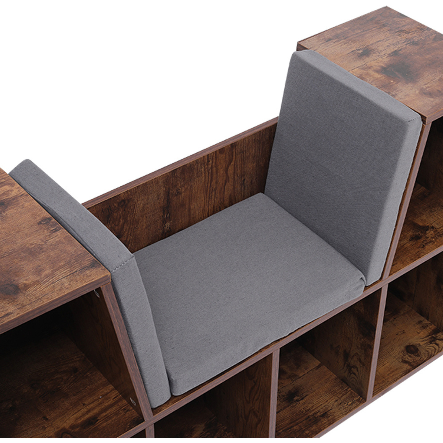 Cozy Kids Bookcase With Reading Seat - Brown