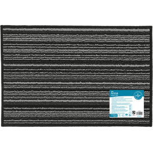 JVL Arona Indoor Machine Washable Doormat - Black, Large