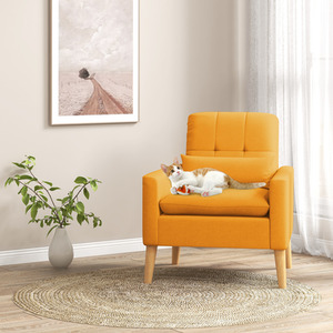 Accent Chair Linen Fabric Reading Armchair
