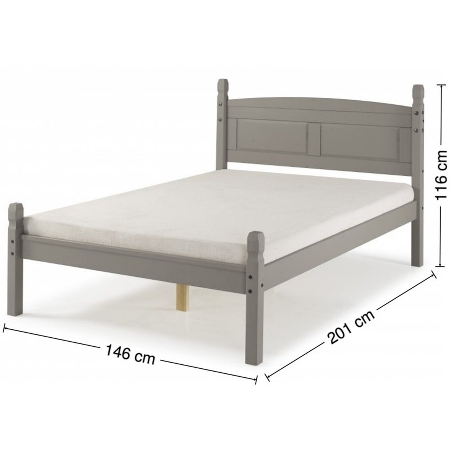 Corona Grey Wax Double 4 6 Low End Bed Frame Solid Wood Pine Wooden Painted - Distressed Grey Wax
