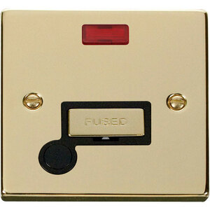 Polished Brass 13A Fused Ingot Connection Unit With Neon With Flex