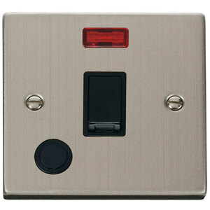 Stainless Steel 1 Gang 20A DP Switch With Flex With Neon