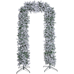 8ft Single Door Artificial Snow Flocked Christmas Tree Arch in Green