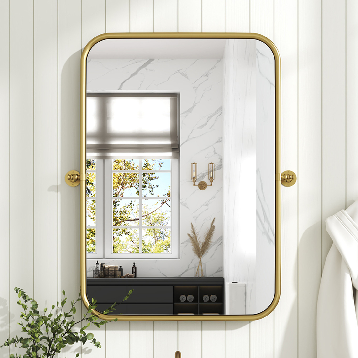 Image of Metal Rectangular Decorative Wall Mounted Mirror&hellip;