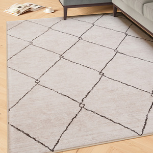 Beige Trellis Washable Area Rug