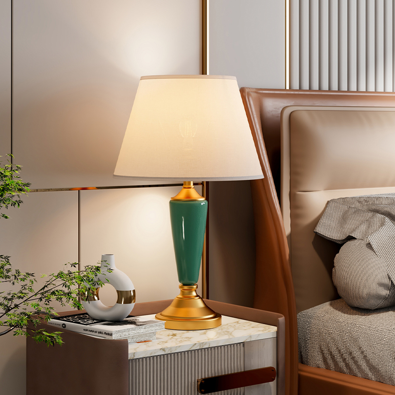 Image of Ceramic Table Lamp Bedside Lamp -&hellip;