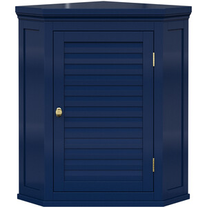 Glancy Removable Corner Wall Cabinet with Faux Louvered Door, Navy