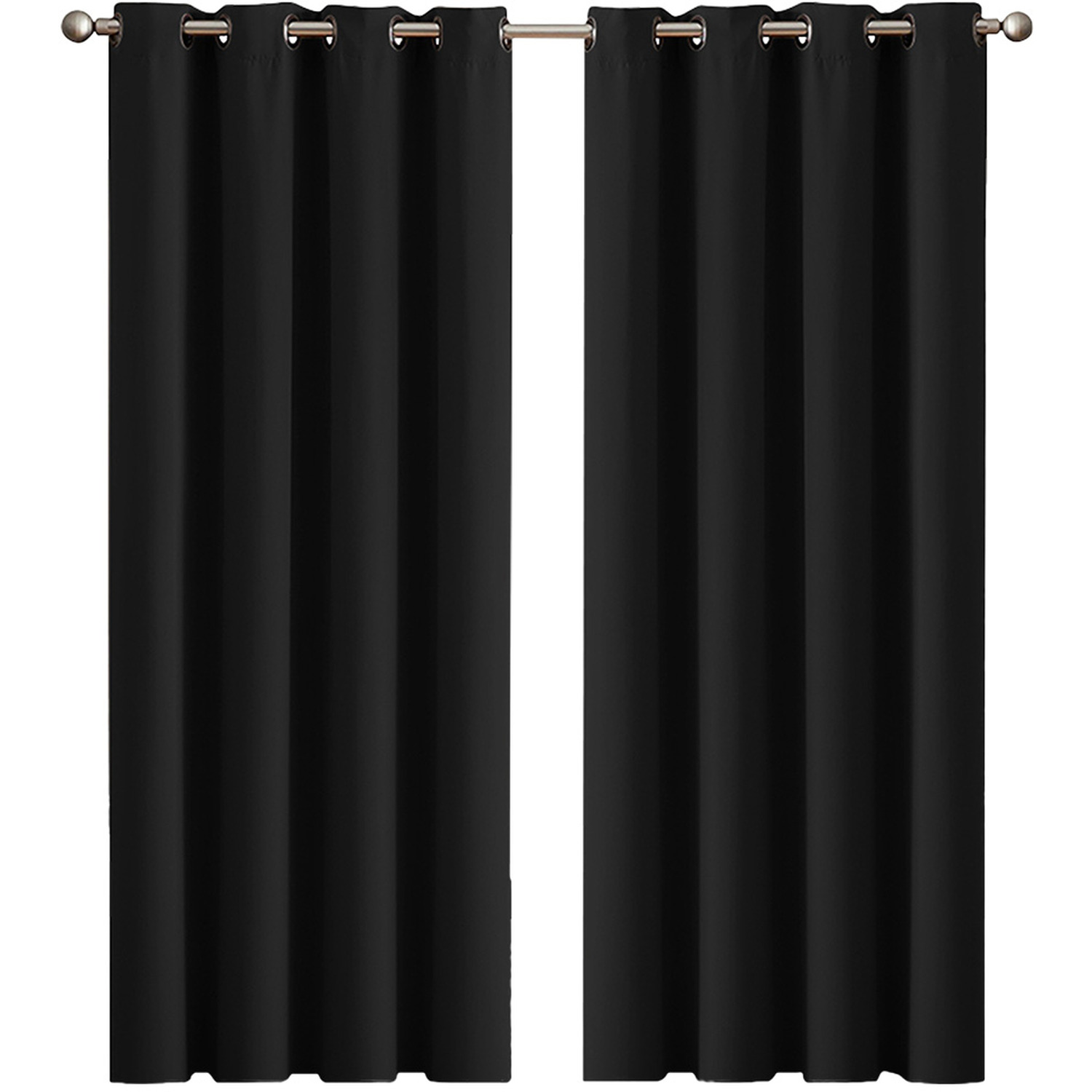 2 Pack Triple Layer Eyelet Blackout Curtain - Black / 137cm / 167cm